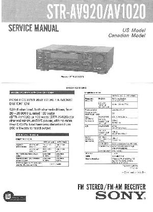 Сервисная инструкция Sony STR-AV920, STR-AV1020 ― Manual-Shop.ru