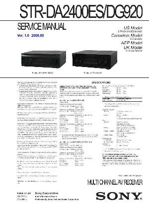 Сервисная инструкция Sony STR-DA2400ES, STR-DG920 ― Manual-Shop.ru