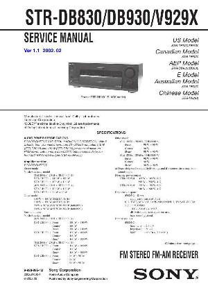Сервисная инструкция Sony STR-DB830, STR-DB930, STR-V929X ― Manual-Shop.ru