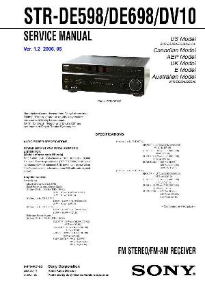 Сервисная инструкция Sony STR-DE598, STR-DE698, STR-DV10 ― Manual-Shop.ru