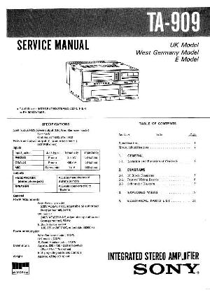 Сервисная инструкция Sony TA-909 ― Manual-Shop.ru