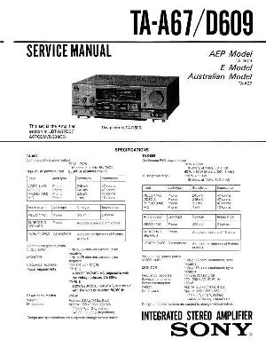 Сервисная инструкция Sony TA-A67 D609 ― Manual-Shop.ru