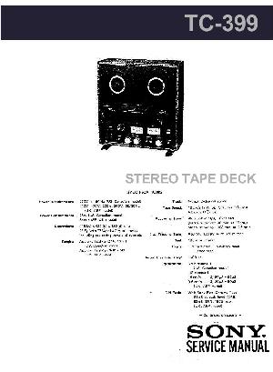 Сервисная инструкция Sony TC-399 ― Manual-Shop.ru
