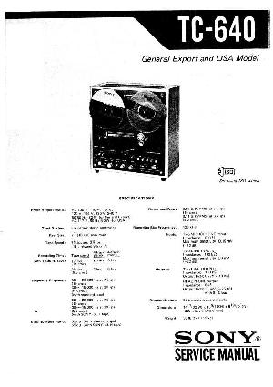 Сервисная инструкция Sony TC-640 ― Manual-Shop.ru