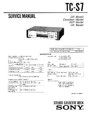 Сервисная инструкция Sony TC-S7 ― Manual-Shop.ru
