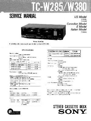 Сервисная инструкция Sony TC-W285, TC-W380 ― Manual-Shop.ru