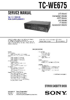 Сервисная инструкция Sony TC-WE675 ― Manual-Shop.ru