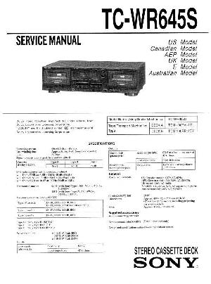Сервисная инструкция Sony TC-WR645S ― Manual-Shop.ru