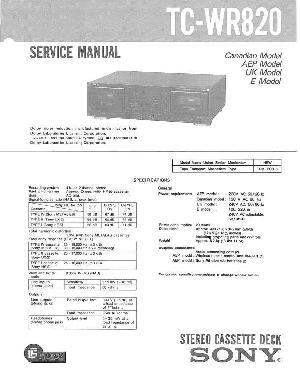 Сервисная инструкция Sony TC-WR820 ― Manual-Shop.ru