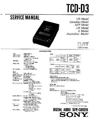 Сервисная инструкция Sony TCD-D3 ― Manual-Shop.ru