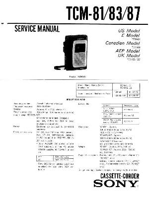 Сервисная инструкция Sony TCM-81, TCM-83, TCM-87 ― Manual-Shop.ru