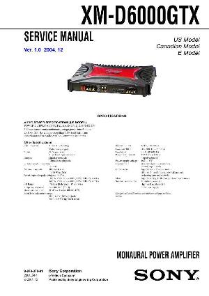 Сервисная инструкция Sony XM-D6000GTX ― Manual-Shop.ru