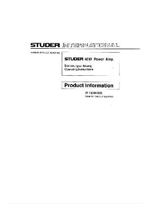 Сервисная инструкция Studer (Revox) 40W ― Manual-Shop.ru