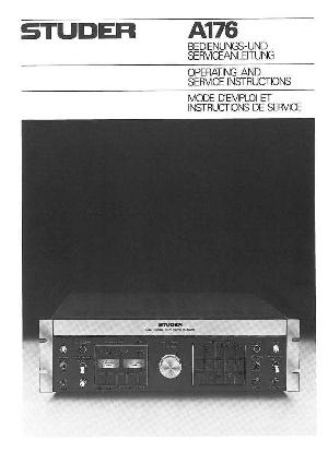 Сервисная инструкция Studer (Revox) A176 ― Manual-Shop.ru