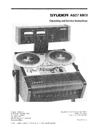 Сервисная инструкция Studer (Revox) A807MKII ― Manual-Shop.ru