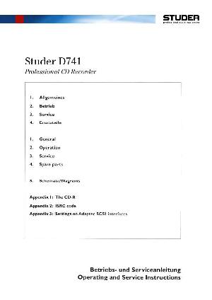 Сервисная инструкция Studer (Revox) D741 ― Manual-Shop.ru