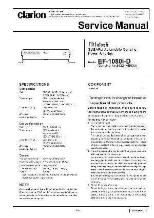 Сервисная инструкция Clarion EF-1080I-D ― Manual-Shop.ru