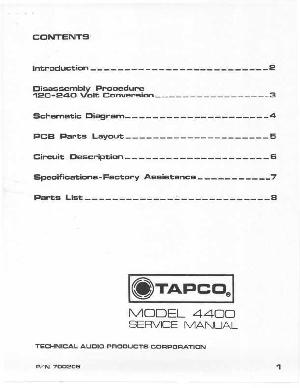 Service manual Tapco 4400 ― Manual-Shop.ru