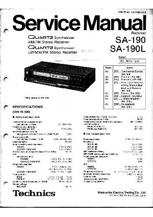 Сервисная инструкция Technics SA-190, SA-190L ― Manual-Shop.ru