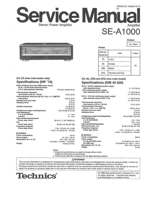 Инструкция technics se a1000