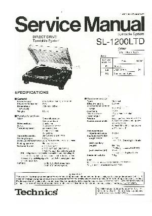 Сервисная инструкция Technics SL-1200LTD ― Manual-Shop.ru