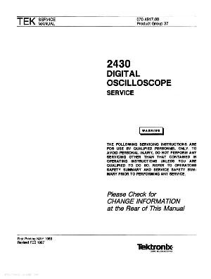 Service manual Tektronix 2430 Oscilloscope ― Manual-Shop.ru