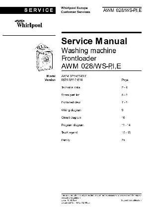Сервисная инструкция Whirlpool AWM-028 ― Manual-Shop.ru