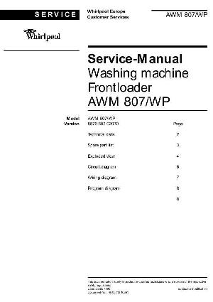 Сервисная инструкция Whirlpool AWM-807 ― Manual-Shop.ru