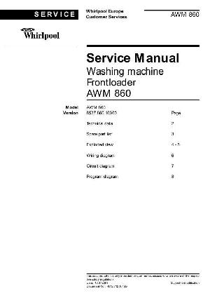 Сервисная инструкция Whirlpool AWM-860 ― Manual-Shop.ru