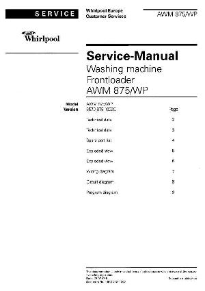 Сервисная инструкция Whirlpool AWM-875 ― Manual-Shop.ru