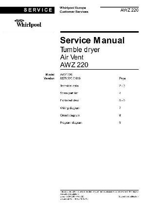 Сервисная инструкция Whirlpool AWZ-220 ― Manual-Shop.ru