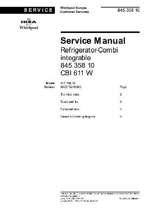 Сервисная инструкция Whirlpool CBI-611 ― Manual-Shop.ru