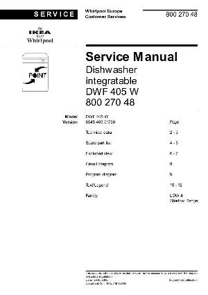 Сервисная инструкция Whirlpool DWF-405W ― Manual-Shop.ru