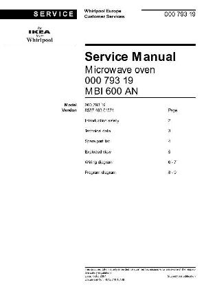Сервисная инструкция Whirlpool MBI-600 ― Manual-Shop.ru