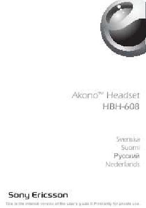 Инструкция Sony Ericsson HBH-608  ― Manual-Shop.ru